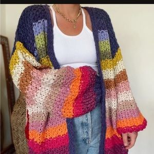 Listicle Rainbow Chunky Cardigan